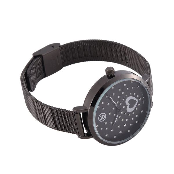 STRADA - Japanisches Uhrwerk, Weißer Kristall, 8.5 cm Reiner Edelstahl, Schwarzfarben image number 6