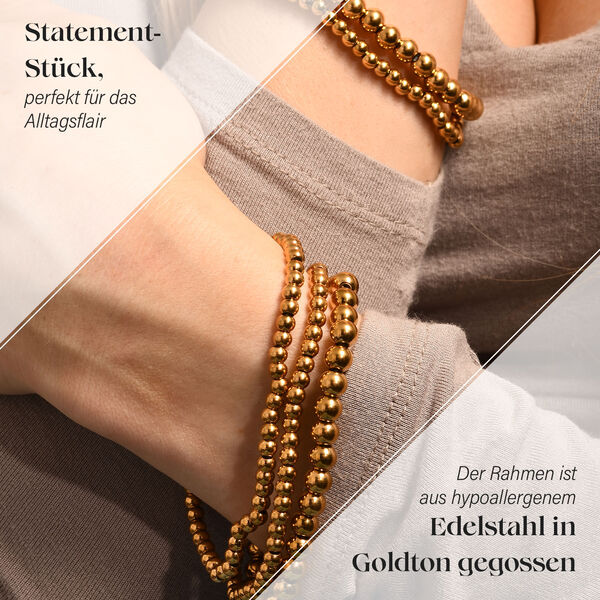 5er-Set &ndash; Kugel-Perlen-Armb&auml;nder in Goldton image number 2