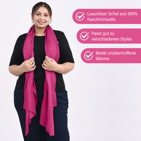 LA MAREY luxuriöser und weicher Schal aus 100% Kaschmirwolle, 70x195 cm, Magenta