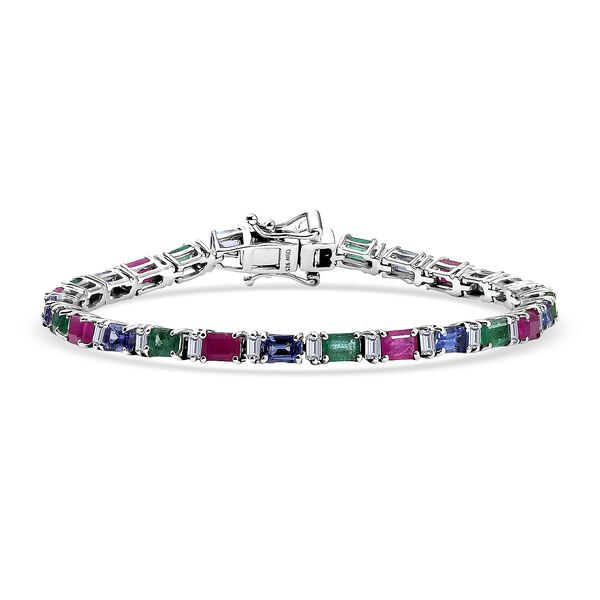 D'Joy AA Tansanit, Kagem sambisches Smaragd, Rubin und Moissanit 16,5cm Armband - 2,92 ct.