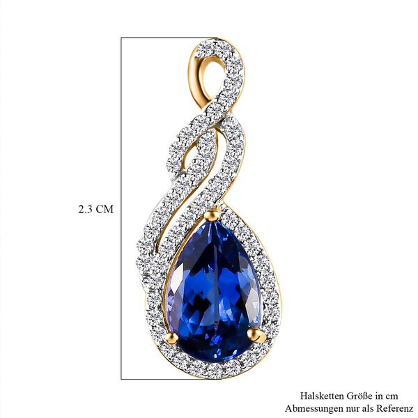 AAA Tansanit und Diamant-Halo-Anh&auml;nger in 585 Gold, 1,66 ct. image number 5