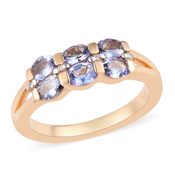 Tansanit und Zirkon-Ring, 925 Silber Gelbgold Vermeil  ca. 1,03 ct image number 4