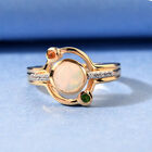Natürlicher Äthiopischer Opal und Natürlicher Chromdiopsid Ring 925 Silber vergoldet  ca. 1,08 ct image number 1