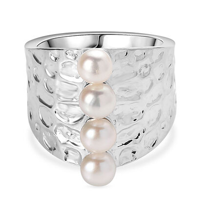 S&uuml;&szlig;wasser Perle Ring, Silberfarben (Gr&ouml;&szlig;e 17.00)