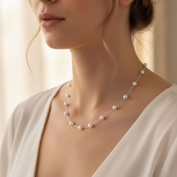 D'Joy AAA wei&szlig;e Edison Perle 50cm Halskette image number 3