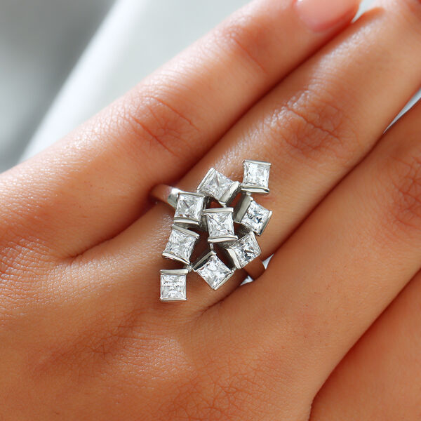 LUSTRO STELLA - feinster Zirkonia-Ring, 925 Silber platiniert image number 3