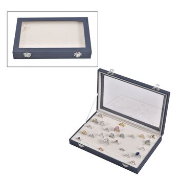 Moderne Ringschatulle mit Acryl-Fenster, 29x18.5x4cm, Blau