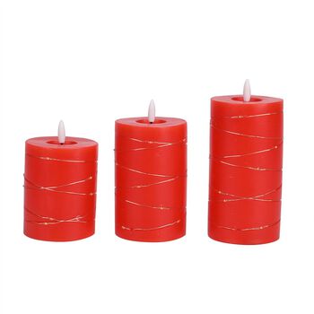 3er Set LED-Kerzen, rot