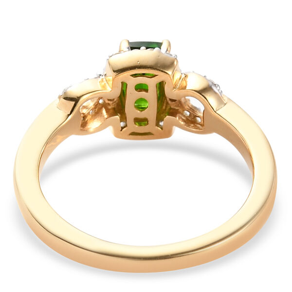 Nat&uuml;rlicher Chromdiopsid und wei&szlig;er Zirkon-Ring, 925 Silber vergoldet  ca. 0,88 ct image number 6