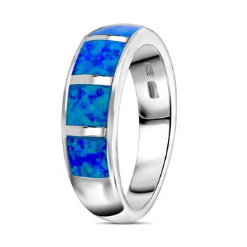 Synthetischer Kristall blauer Opal-Ring - 2,50 ct.