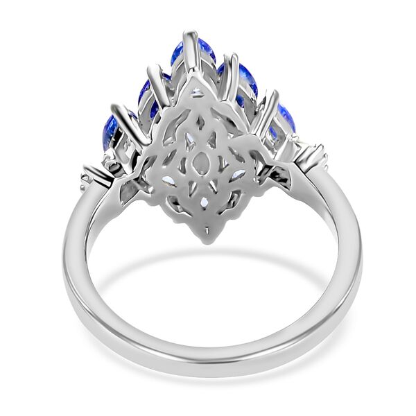 AA Tansanit und Diamant Cluster Ring 925 Silber Platin-&Uuml;berzug image number 6