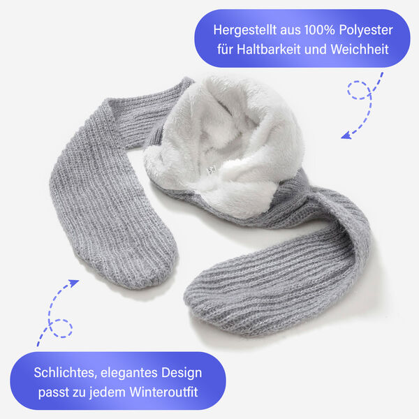 2-in-1 Mützen- und Schalset,Winddicht und Wärmend, Grau image number 3