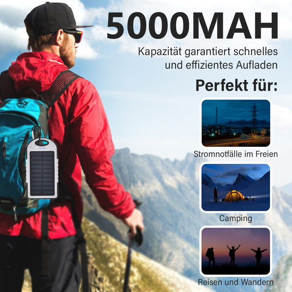 Solarbetriebene Powerbank mit USB Anschluss, Weiß image number 3