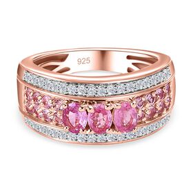AA Rosa Saphir Ring, 925 Silber Roségold Vermeil (Größe 17.00) ca. 1.43 ct