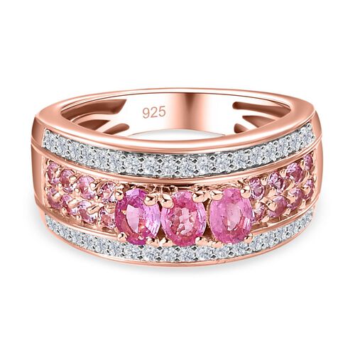 AA Rosa Saphir Ring, 925 Silber Roségold Vermeil (Größe 17.00) ca. 1.43 ct image number 0