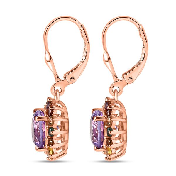 AA Rose De France Amethyst, Mehrfarbig-Turmalin Ohrringe 925 Silber Ros&eacute;gold Vermeil ca. 4,61 ct. image number 4