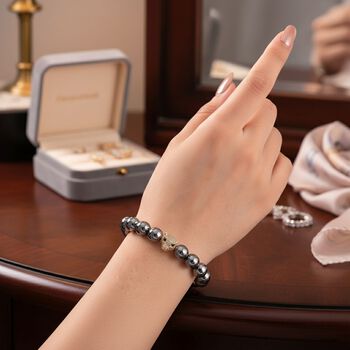 Terahertz, Schwarzer Spinell Panther Armband,. Flexibles, Nickelfreies Messing