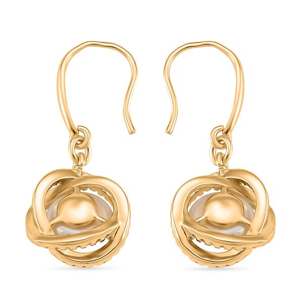 Wei&szlig;e S&uuml;&szlig;wasser Perle (8-10 mm), Wei&szlig;er Zirkonia Ohrringe Nickelfreies Messing vergoldet image number 4