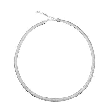 Chunky Choker flache Fischgr&auml;tenkette in Silber