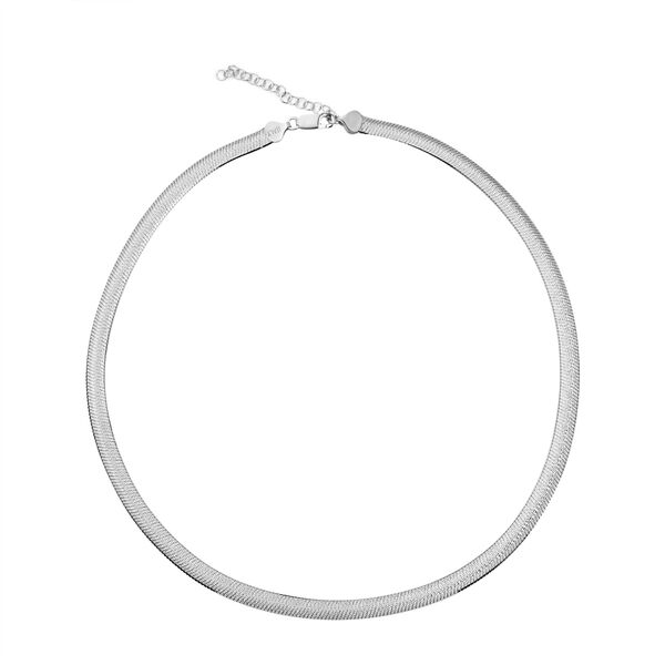 Chunky Choker flache Fischgrätenkette in Silber image number 0