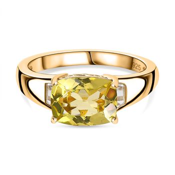 AAA Ouro Verde-Quarz, Wei&szlig;er Topas Ring 925 Silber Gelbgold Vermeil (Gr&ouml;&szlig;e 17.00) ca. 2,19 ct