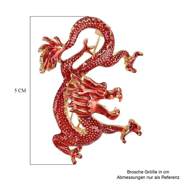 Rote emaillierte Brosche, Drachen image number 6