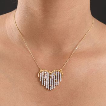 GP Kollektion Wei&szlig;er Zirkon, Kanchanaburi Blauer Saphir Halskette ca. 50 cm 925 Silber 750 Gelbgold Vermeil ca. 4,47 ct.