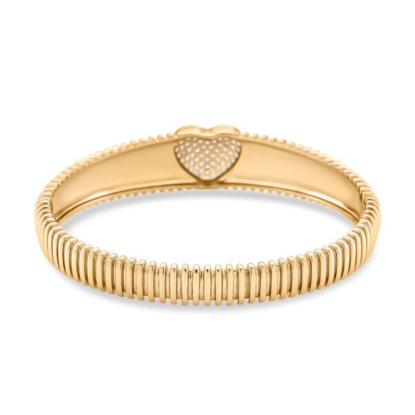 Wei&szlig;er Zirkonia Armreif ca. 19 cm Nickelfreies Messing, goldfarben image number 5