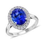 Rhapsody AAAA Tansanit, Weißer Diamant Ring 950 Platin (Größe 17.00) ca. 2,72 ct