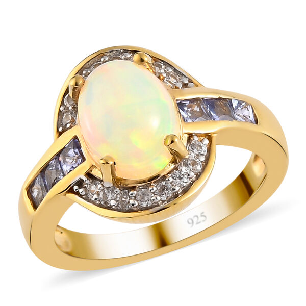 Natürlicher, äthiopischer Opal und Tansanit-Ring, 925 Silber Gelbgold Vermeil  ca. 1,79 ct image number 4