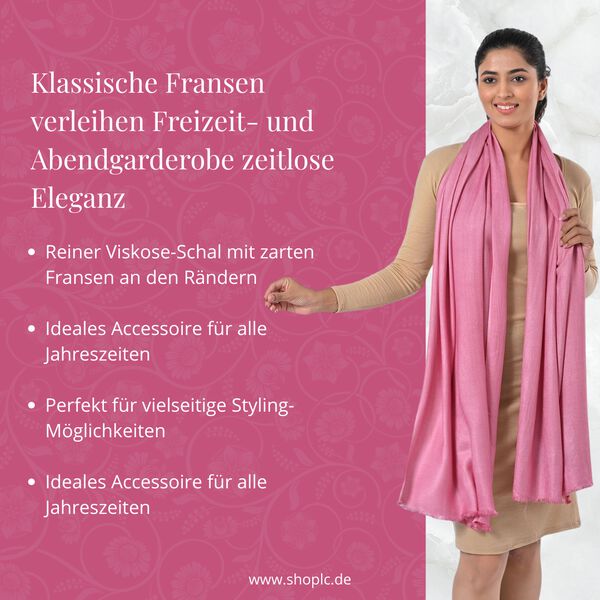 Reiner Viskose-Schal mit Fransen, 70x195cm, Hellrosa image number 3