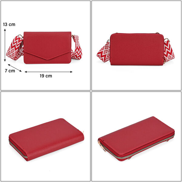 Modische 
Sling-Crossbody-Tasche mit RFID-Schutz, 19 x 12 x 7 cm, Rot image number 5