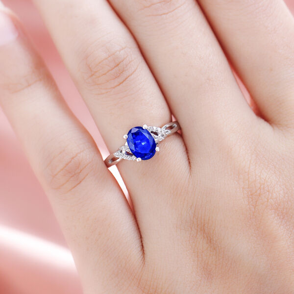 AA tansanischer, blauer Spinell und weißer Zirkon-Ring, 925 Silber platiniert  ca. 1,62 ct image number 3