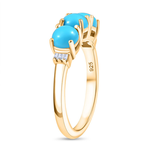 Sleeping Beauty T&uuml;rkis und Diamant Ring, 925 Silber mit Gold-Beschichtung - 1,47 ct. image number 4