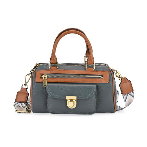 lifestyle-Color:Teal size/Profile:  Crossbody bag:wall(exterior);Genuine Leather. Lining(interior):polyester  Pockets(exterior):zipped-2;-Press button-1;Pockets(interior):Zipped-1 slip-1.Measurement(inch):10*5*5.3inch inch.Hand strap 4.7"inch. 53inch shou image number 0