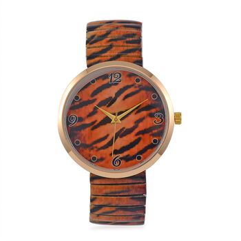 STRADA - Japanisches Uhrwerk, Flexible Uhr, Tiger Muster