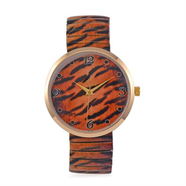 STRADA - Japanisches Uhrwerk, Flexible Uhr, Tiger Muster