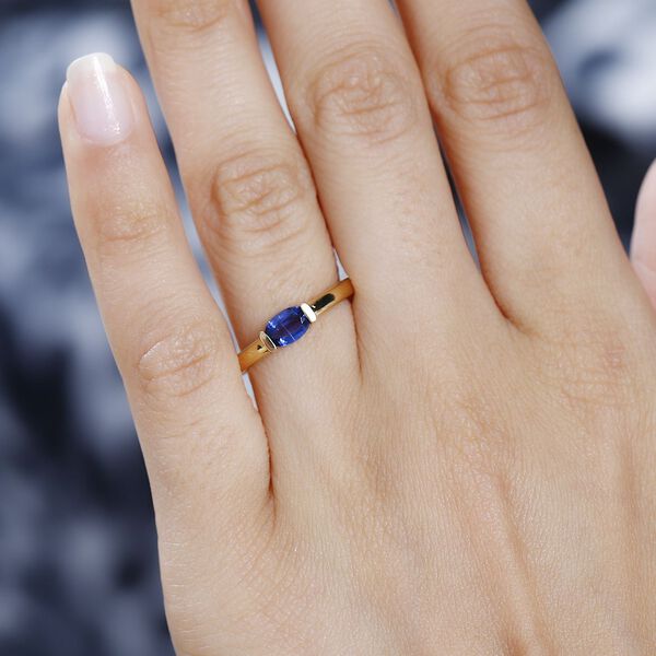 Kyanit Ring 925 Silber vergoldet (Gr&ouml;&szlig;e 17.00) ca. 0,58 ct image number 3