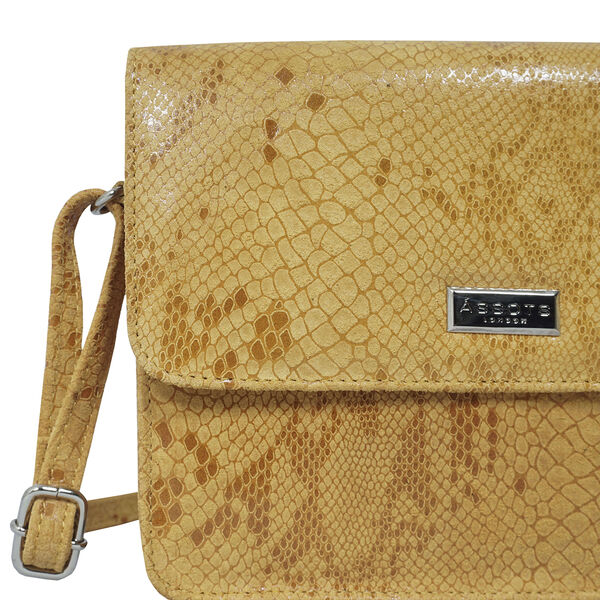 ASSOTS LONDON - Schlangendruck Crossbody Tasche aus 100% echtem Leder, 22x19x6cm, Gelb image number 2
