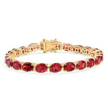 Lab Created Padparadscha-Saphir Armband ca. 19 cm 925 Silber 750 Gelbgold Vermeil ca. 38,98 ct.
