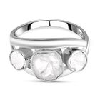 Handgearbeiteter Polki-Diamant-Ring, 925 Silber platiniert (Größe 17.00) ca. 0.50 ct