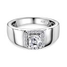 Moissanit Ring, 925 Silber platiniert, (Größe 17.00) ca. 0.90 ct