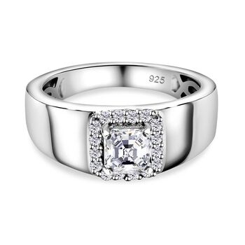 Moissanit Ring, 925 Silber platiniert, (Gr&ouml;&szlig;e 17.00) ca. 0.90 ct