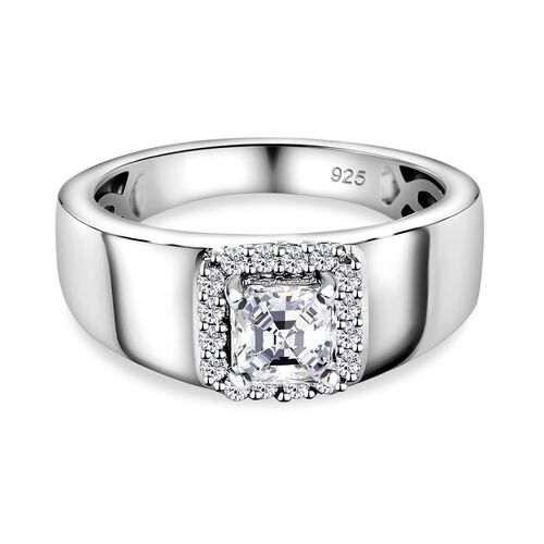Moissanit Ring, 925 Silber platiniert, (Größe 17.00) ca. 0.90 ct image number 0