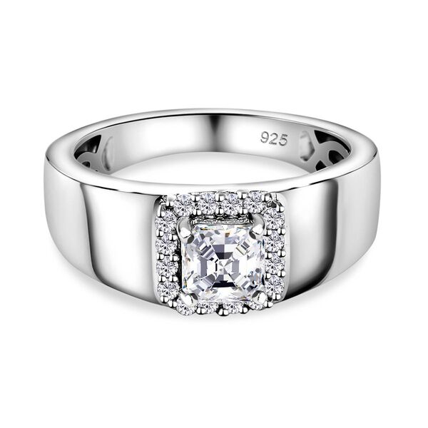 Moissanit Ring, 925 Silber platiniert, (Gr&ouml;&szlig;e 17.00) ca. 0.90 ct