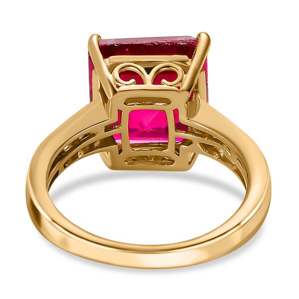 Magenta Rosa Triplet Quarz, weißer Topas Ring, 925 Silber vergoldet (Größe 17.00) ca. 6.23 ct image number 5
