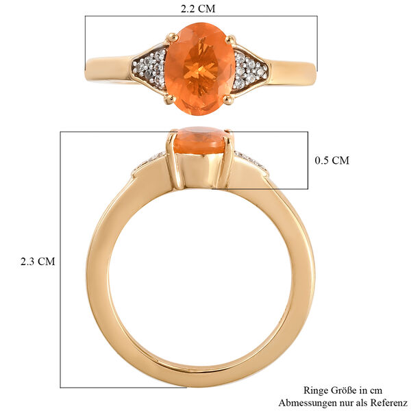 Feuer opal und Zirkon Ring 925 Silber vergoldet image number 7