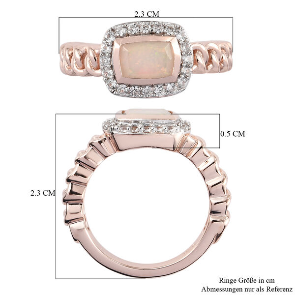 Natürlicher Äthiopischer Opal und Zirkon Ring 925 Silber Roségold-Überzug image number 7