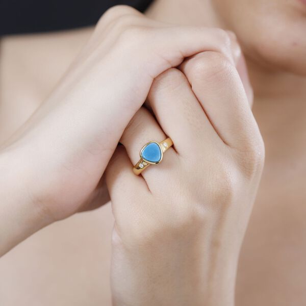 AAA Sleeping Beauty Türkis und Moissanit Ring - 1,36 ct. image number 3