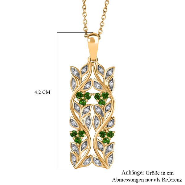 ALLORO AA Nat&uuml;rlicher Chromdiopsid und Zirkon-Anh&auml;nger mit 45cm Kette - 0,88 ct. image number 7